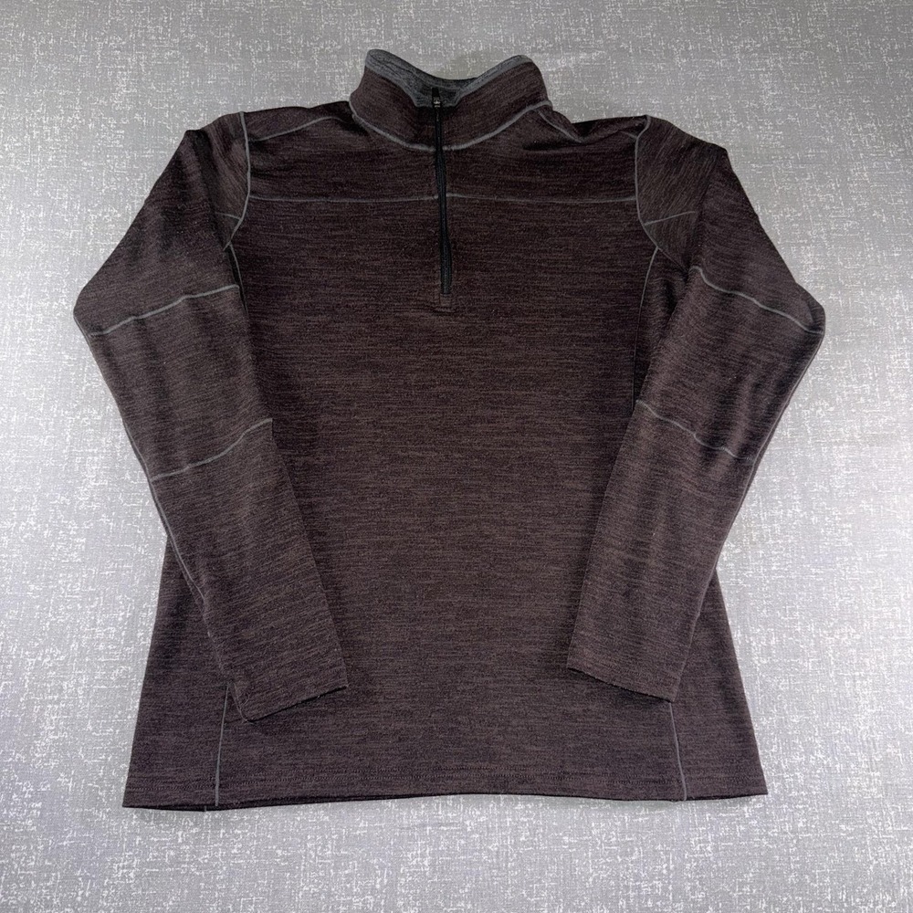 Kuhl Pullover Mens Small Brown 1/4 Zip Mock Neck Long Sleeve Hiking Outdoor Top